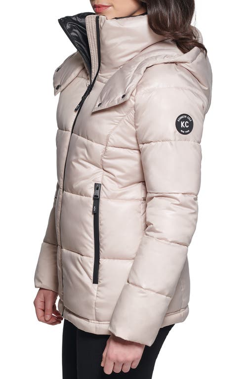 Kenneth Cole New York Cire Hooded Puffer Jacket In Frost