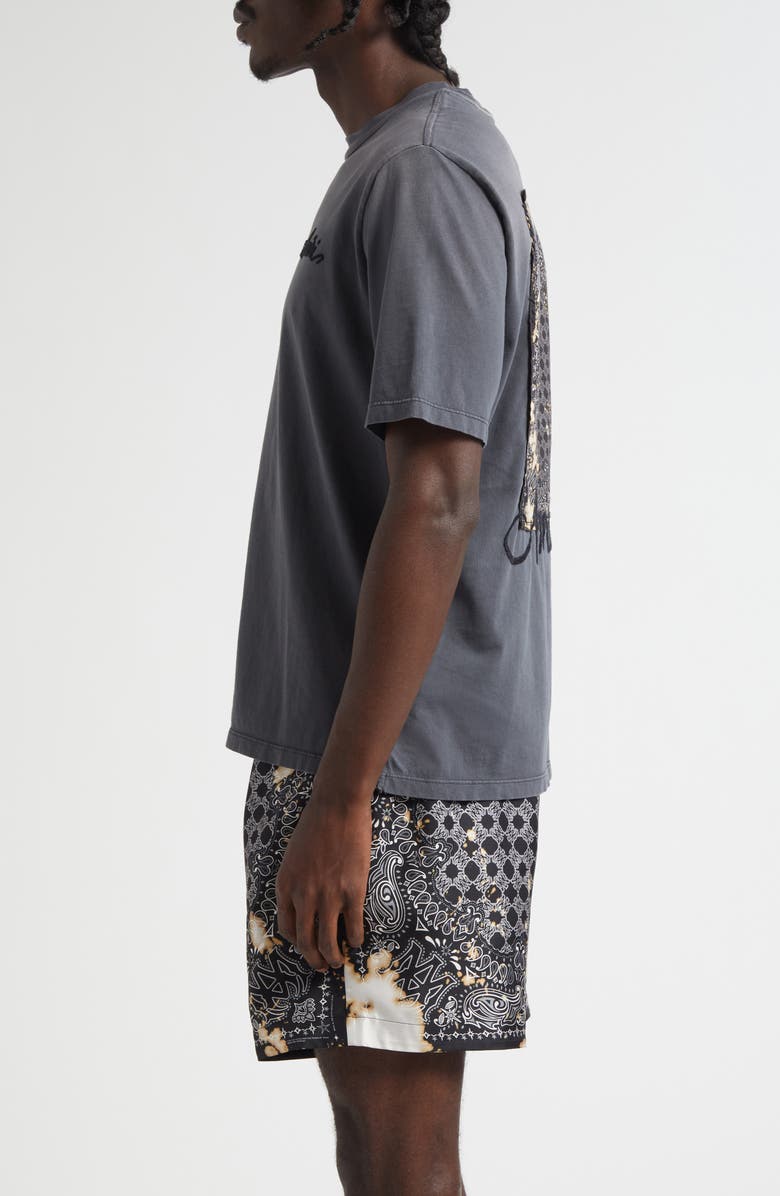 AMIRI Bleached Bandana Patch T-Shirt, Alternate, color, Black