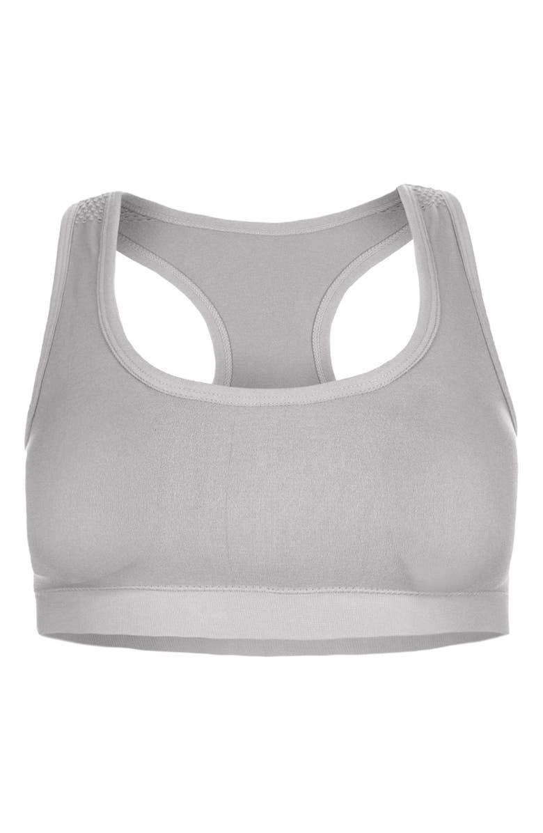 MeMoi 2 Pair Pack Racerback Sports Training Bra, Alternate, color, Light Gray Heather
