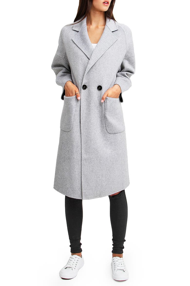 Publisher Double-Breasted Wool Blend Coat, Main, color, GREYDNU