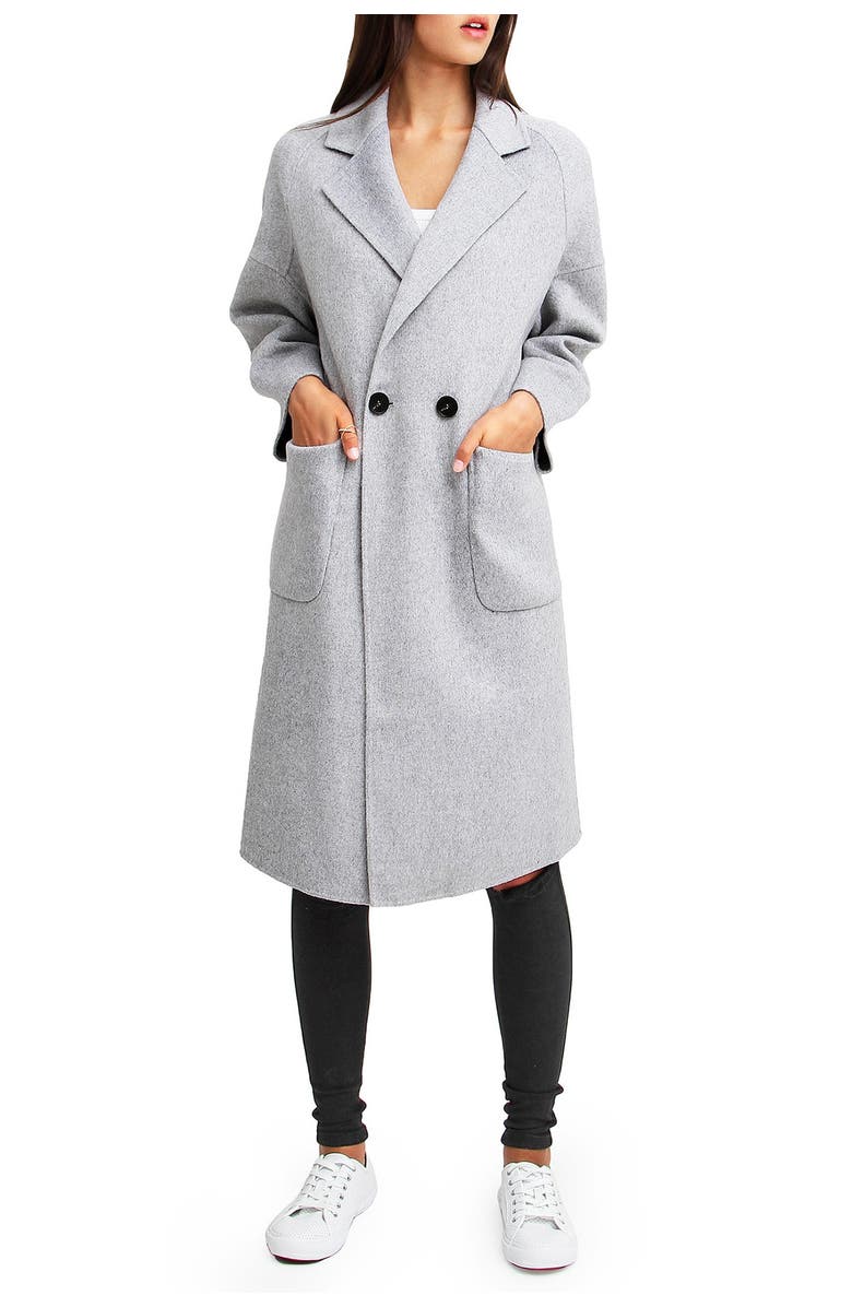 BELLE AND BLOOM Publisher Double-Breasted Wool Blend Coat, Main, color, 