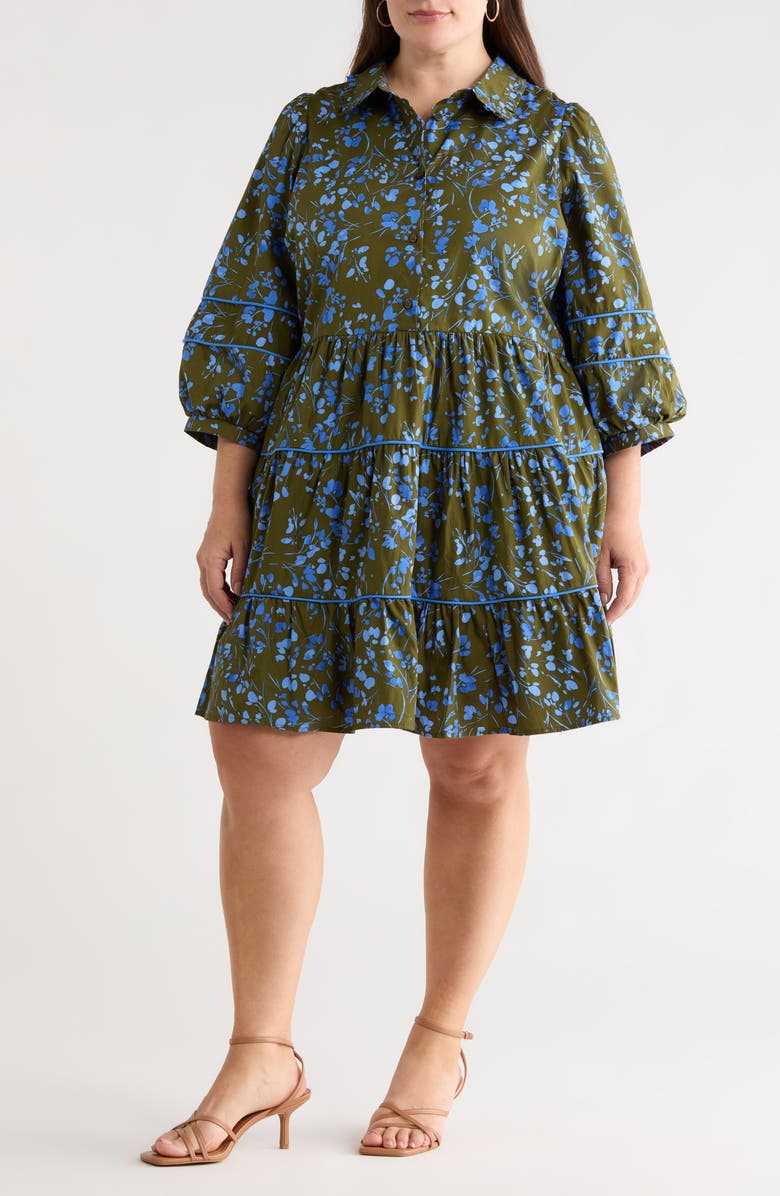 SUGARLIPS Solvay Floral Print Minidress, Main, color, Green-Blue-Mul