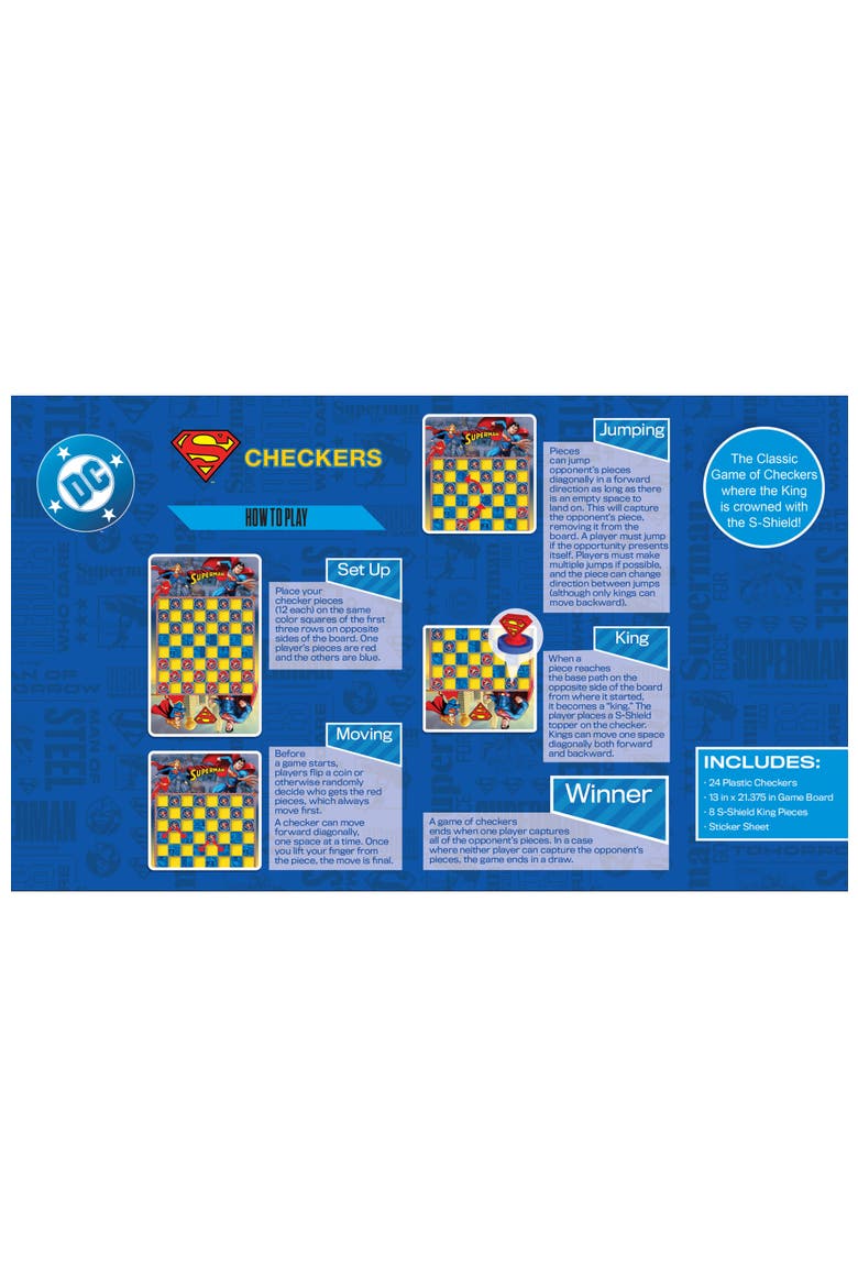 Superman Checkers Board Game, Alternate, color, Multicolor