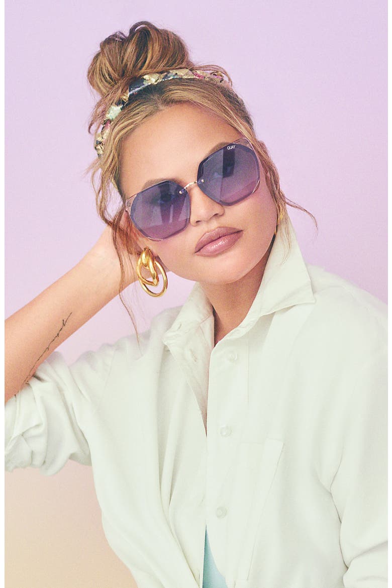 Australia VIP 58mm Gradient Geometric Sunglasses, Alternate, color, PINK/ NAVY PINK