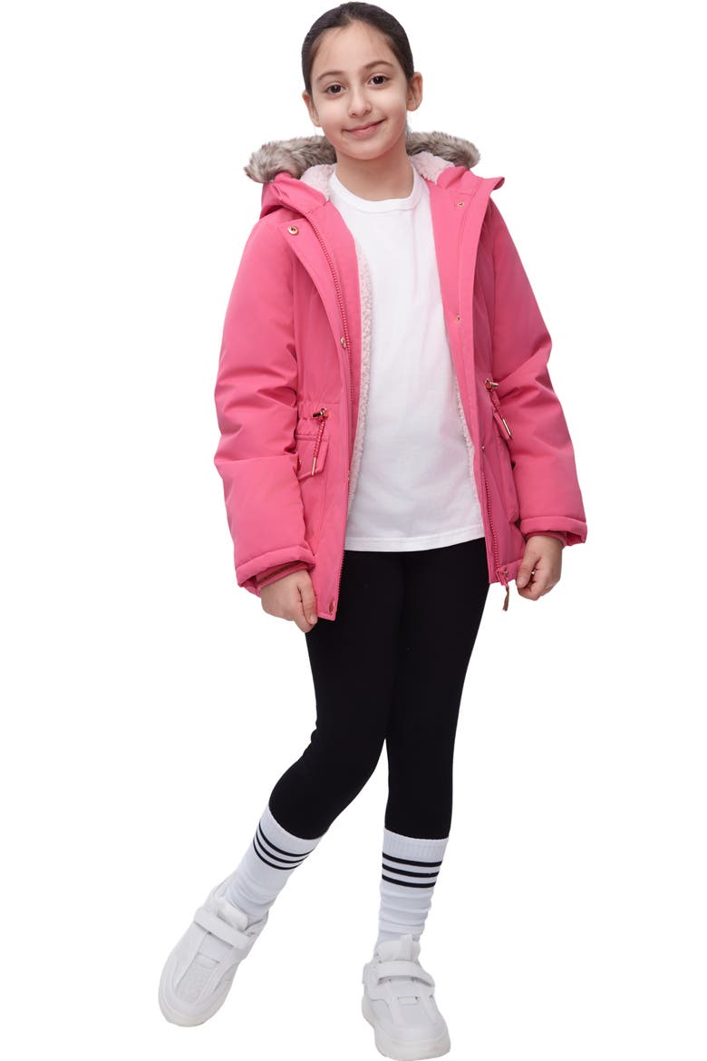 Kids' Cozy Fleece-Lined Parka, Alternate, color, Hot Berry Pink