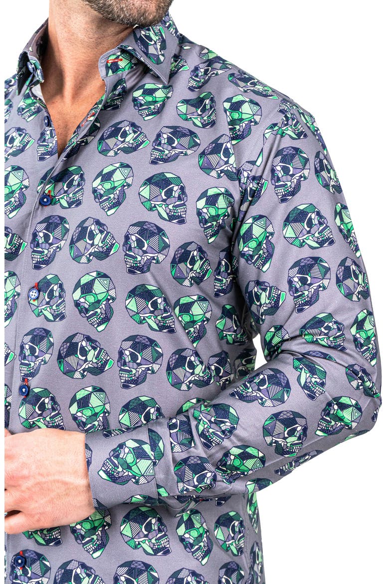Fibonacci Skullpatch Contemporary Fit Button-Up Shirt, Alternate, color, GREY