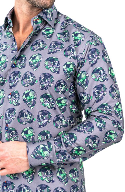 Maceoo Fibonacci Skullpatch Contemporary Fit Button-up Shirt In Grey