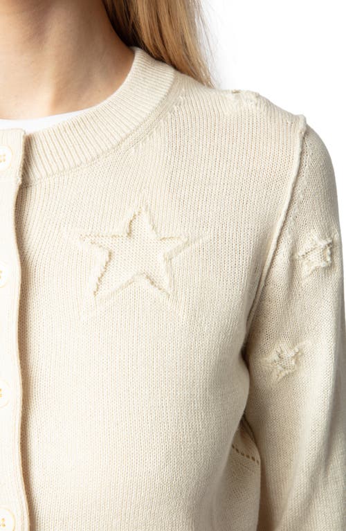Zadig & Voltaire Alpha Star Intarsia Silk & Cashmere Cardigan In Ecru