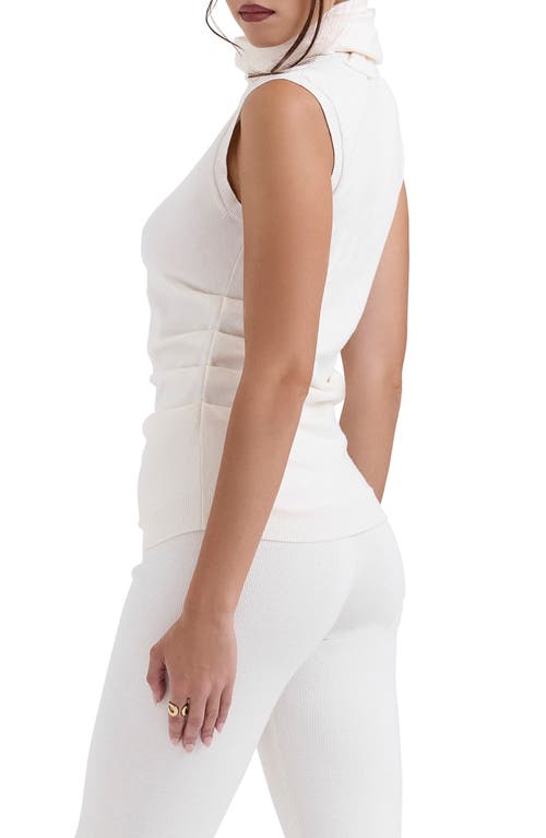 Shop House Of Cb Clementine Sleeveless Drape Top With Scarf Detail In Ivory