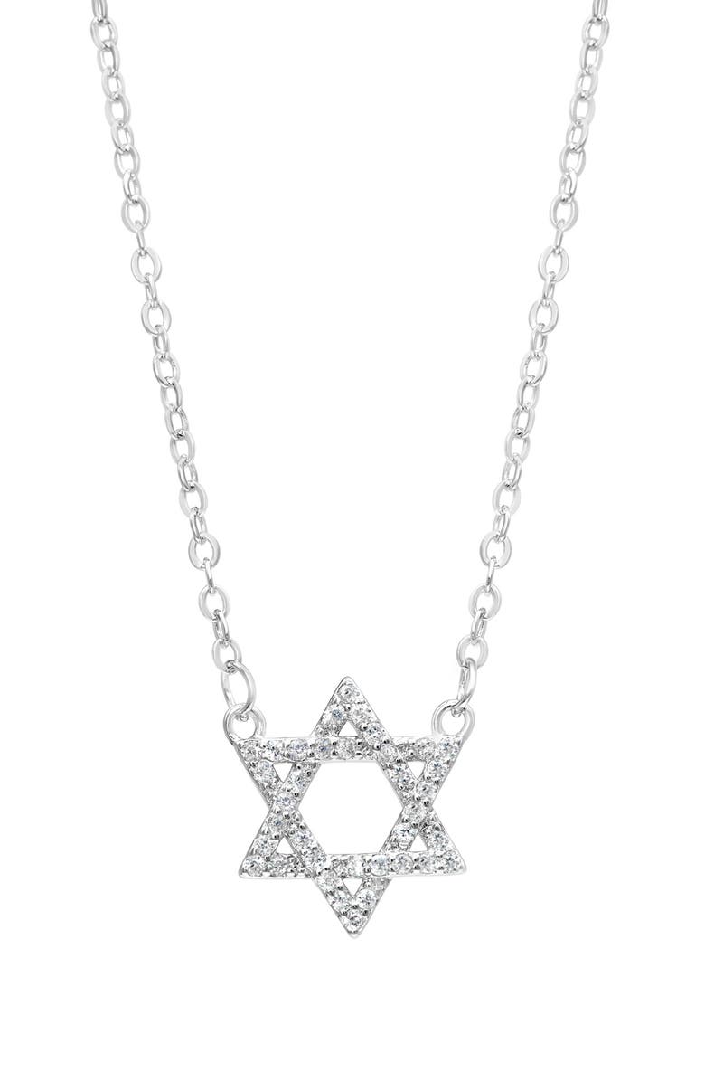 SHYMI Pavé Cubic Zirconia Star of David Necklace, Main, color, Silver
