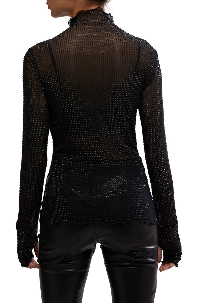 Free People Dance All Night Crystal Embellished Sheer Long Sleeve Top, Alternate, color, 