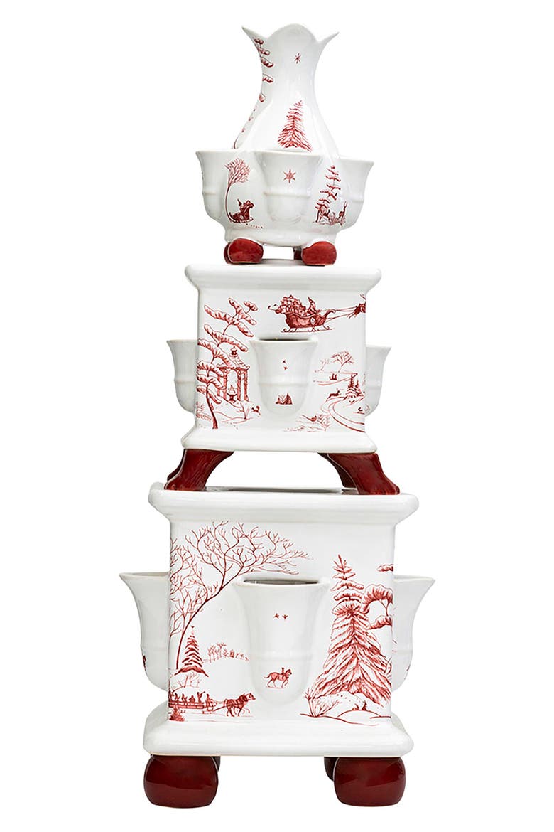 Country Estate Winter Frolic 11" Tulipiere Tower, Alternate, color, RUBY