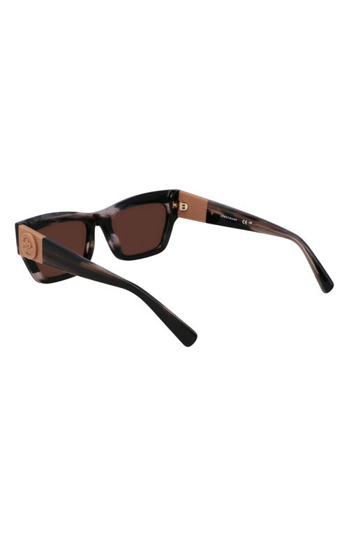 Longchamp Medallion 53mm Modified Rectangular Sunglasses In Striped Black