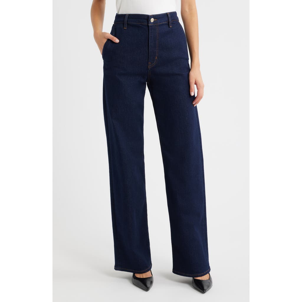 Frame The High Waist Straight Leg Trouser Jeans In Blue