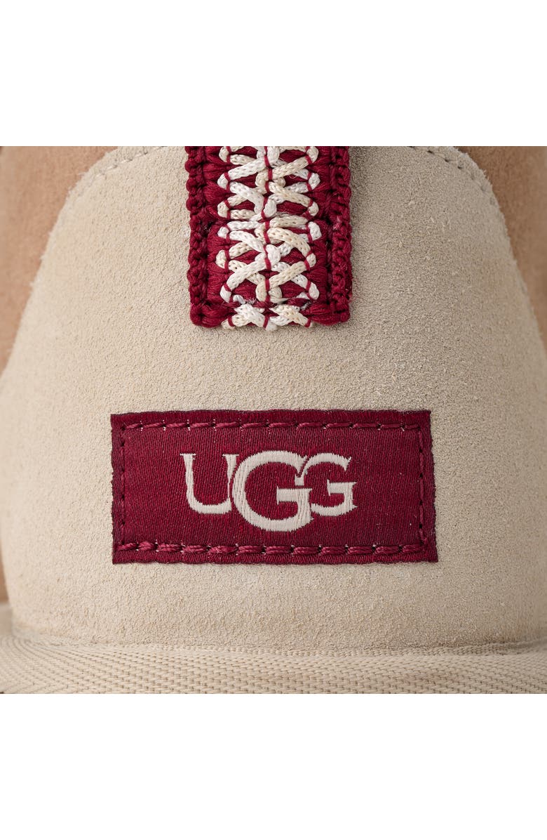 UGG<sup>®</sup> Classic Ultra Mini Genuine Shearling Boot, Alternate, color, Driftwood / Biking Red