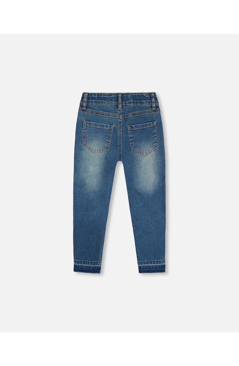 Deux par Deux Girl's Jeans With Embroidery Patch Blue Denim, Alternate, color, 