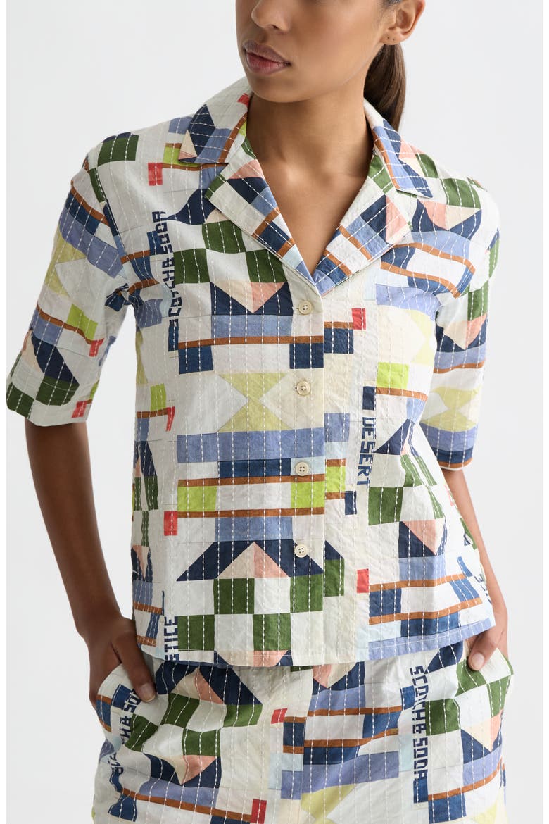Embroidered Cotton Button-Up Shirt, Alternate, color, PATCHWORK INFINITY