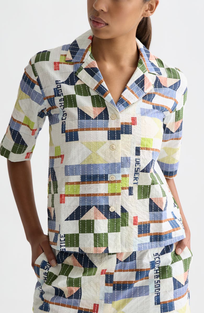 Scotch & Soda Embroidered Cotton Button-Up Shirt, Alternate, color, Patchwork Infinity