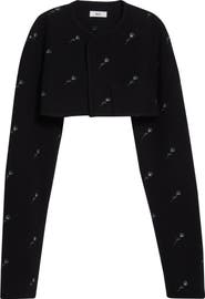 RIER Walker Floral Embroidered Wool Crop Jacket