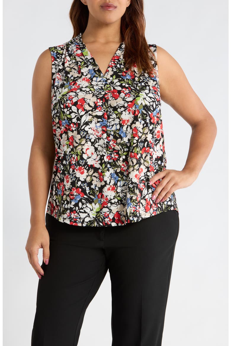 Abstract Print V-Neck Button-Up Knit Top, Main, color, ANNE BLACK MULTI