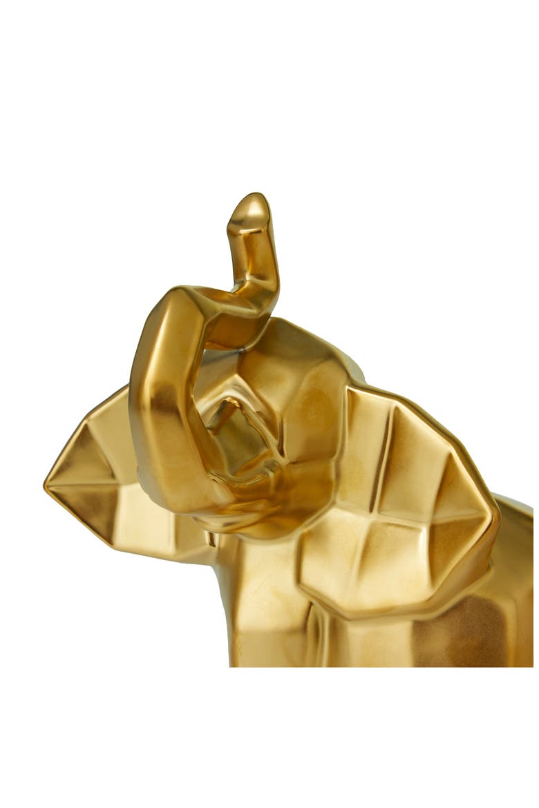 Goldtone Porcelain Glam Elephant Sculpture - Set of 3, Alternate, color, GOLD