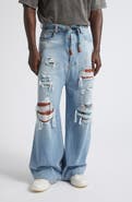 AMIRI Flannel Repaired Baggy Jeans