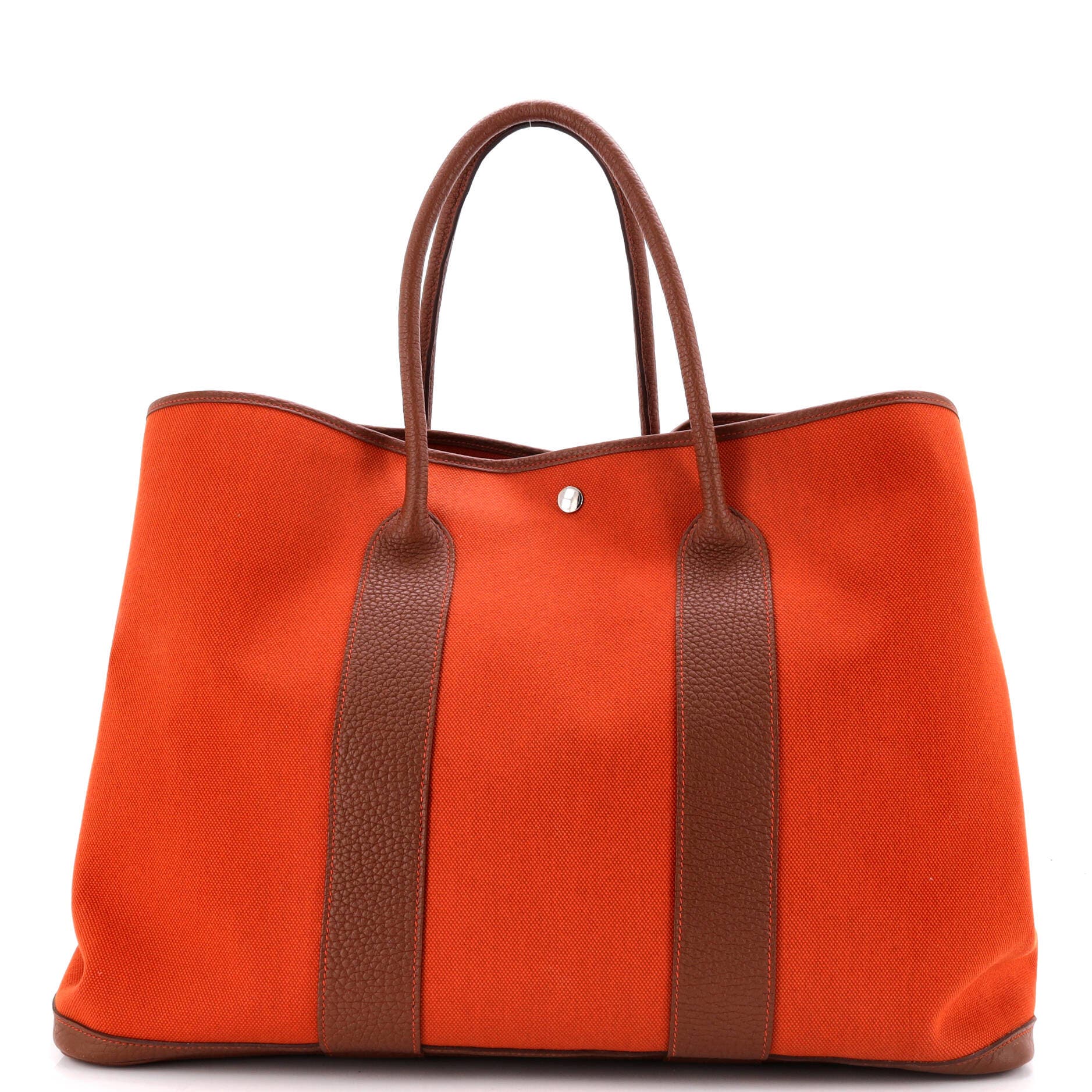 Pre-Owned Hermes Garden Party Tote Toile and Leather 49, Main, color, Marron D'inde