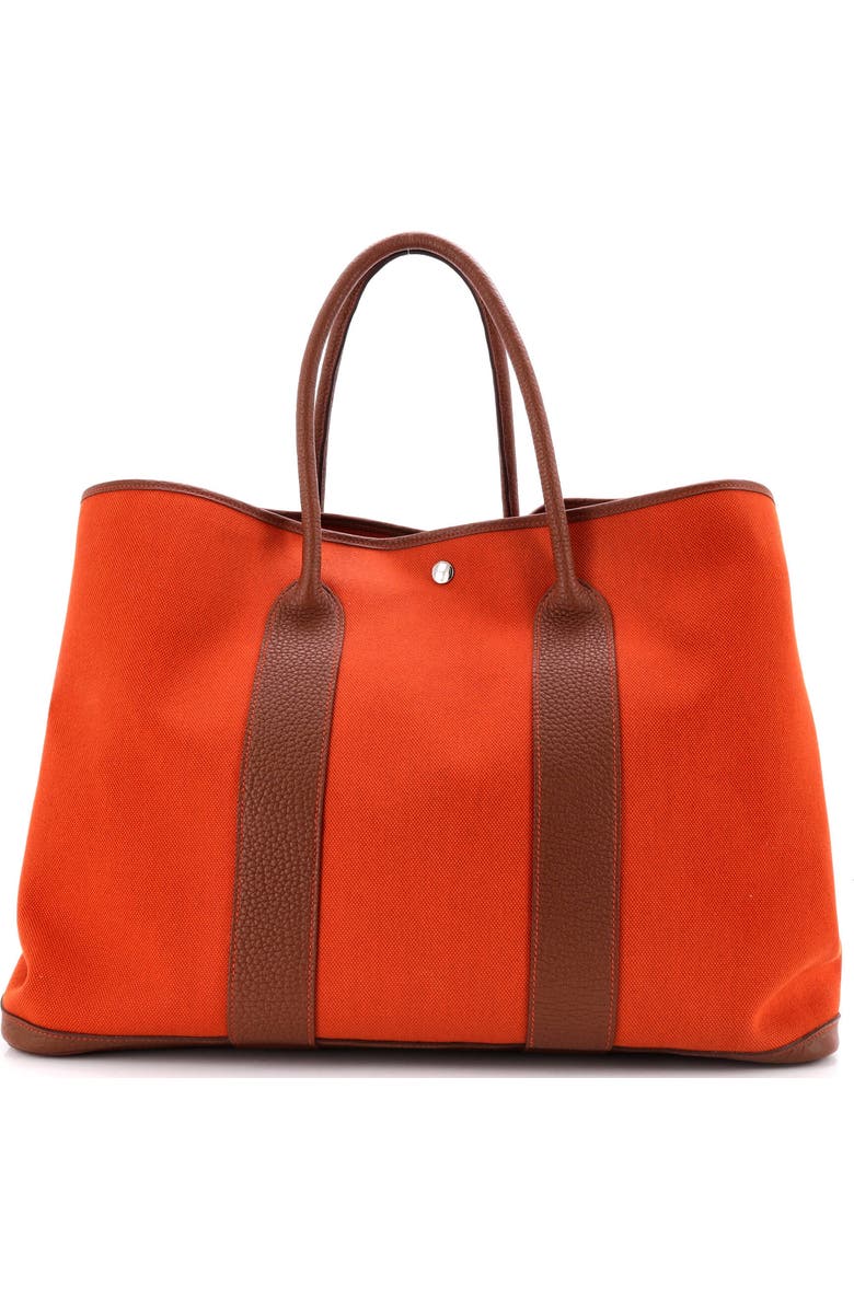 Pre-Owned Hermes Garden Party Tote Toile and Leather 49, Main, color, Marron D'inde