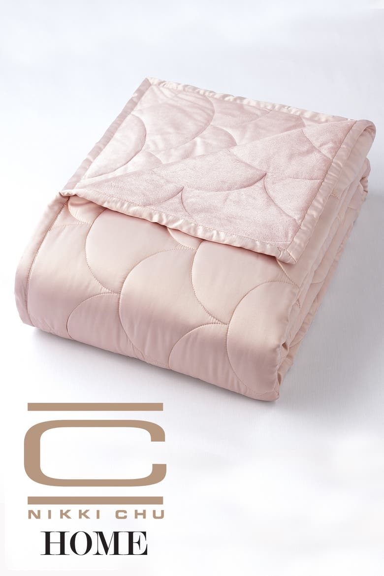 Nikki Chu Velvet/Satin Reversible Blanket, Alternate, color, ROSE