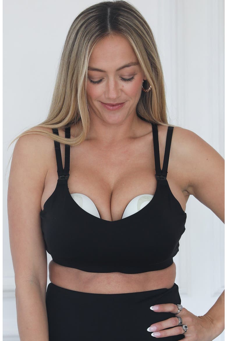 Emily Medium Support Nursing and Pumping Sports Bra, Alternate, color, Black