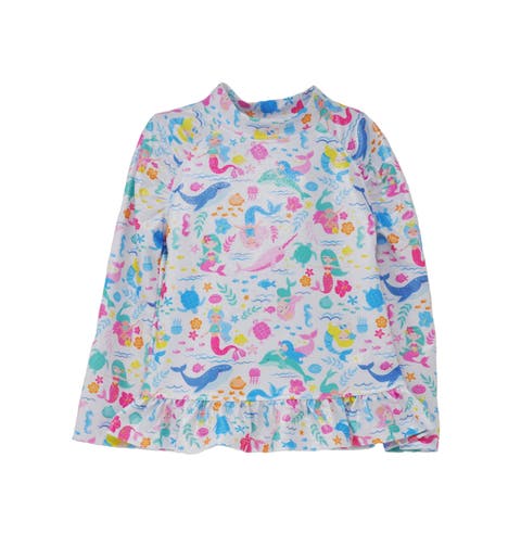 Sustainably Made UPF 50+ Girls' Ruffle Rash Guard Swim Top
