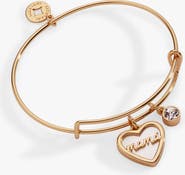 Alex and Ani Mamá Mother of Pearl Heart Bangle Bracelet Duo