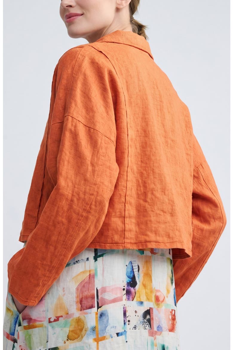 Laras Boxy Linen Short Jacket, Alternate, color, Rust Orange