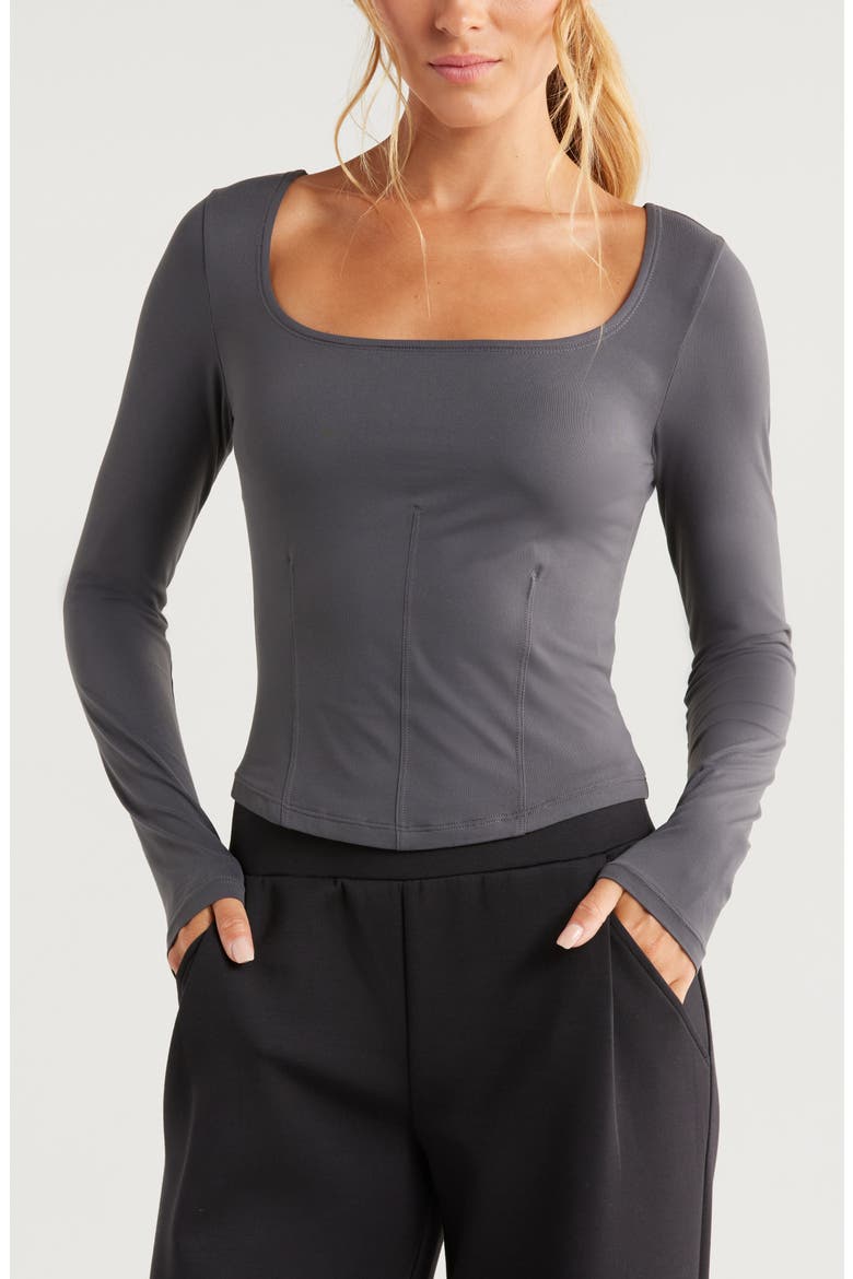Contour Seam Knit Top, Main, color, GREY FORGED