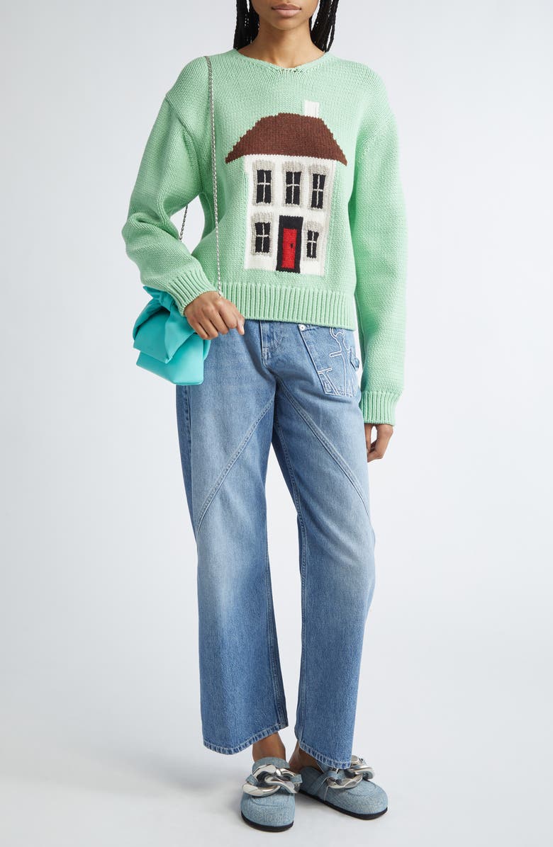 JW Anderson House Intarsia Cotton Blend Sweater, Alternate, color,
