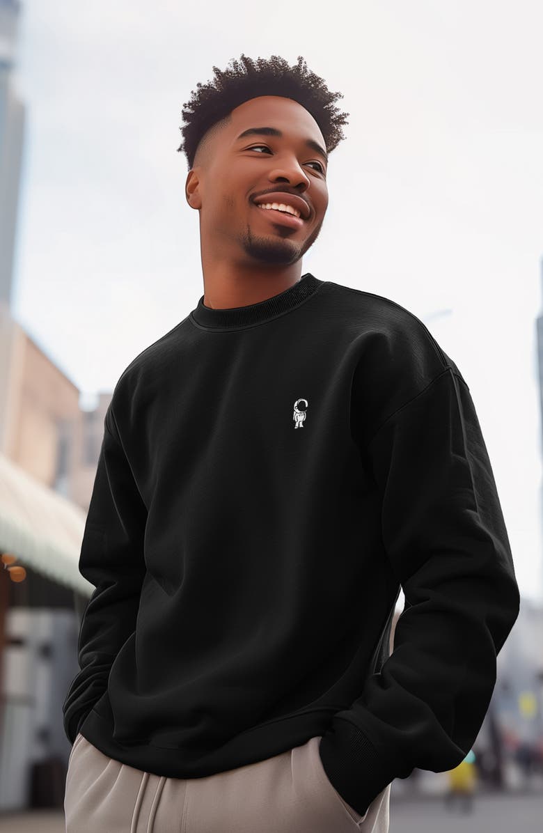 Dalix Mens Astronaut Heavyweight Relaxed Sweatshirt, Alternate, color, Black