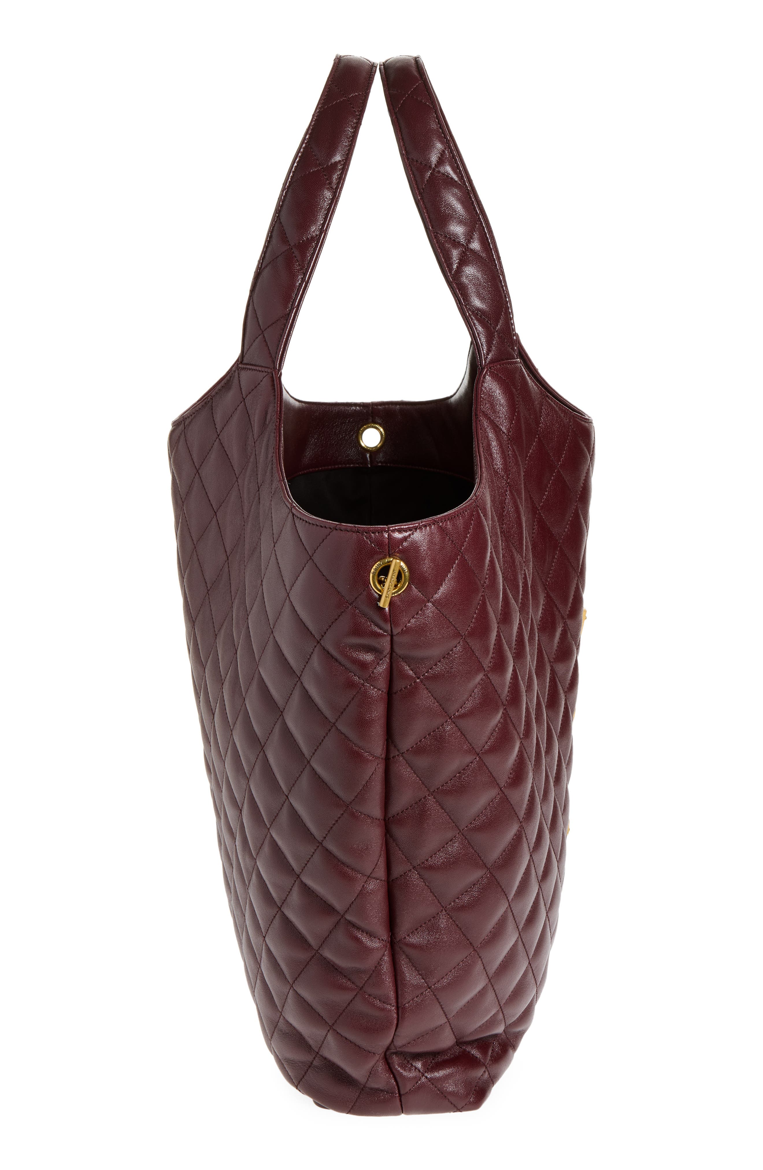 Maxi Quilted Leather Shopper, Alternate, color, ROUGE CABERNET