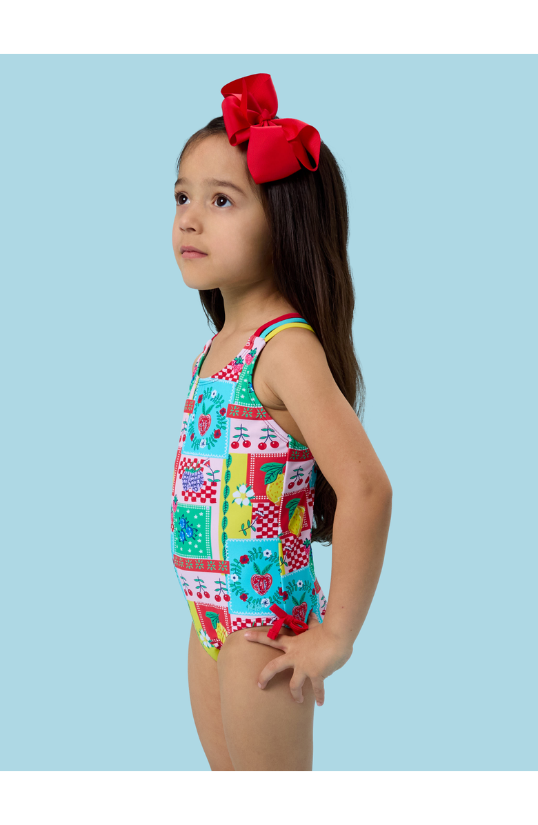 RuffleButts Girls UPF50+ Sun Protected Cross-Back One Piece, Alternate, color, Picnic Party