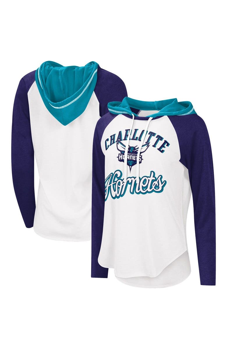 G-III 4HER BY CARL BANKS Women's G-III 4Her by Carl Banks White Charlotte Hornets MVP Raglan Hoodie Long Sleeve T-Shirt, Alternate, color, 