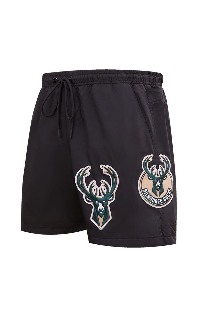 PRO STANDARD Men's Pro Standard Black Milwaukee Bucks Classics Woven Shorts, Alternate, color, Black