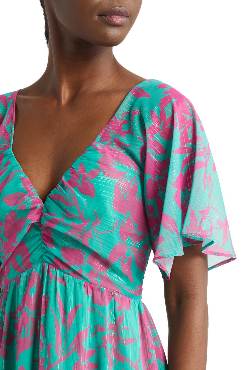 Adelyn Rae Katia Metallic Flutter Sleeve Tiered Sundress, Alternate, color, 