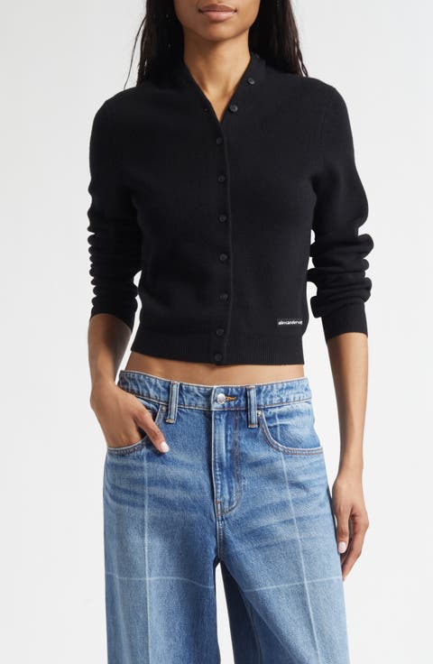 Continuous Placket Crop Wool Blend Cardigan