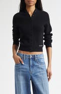 Alexander Wang Continuous Placket Crop Wool Blend Cardigan