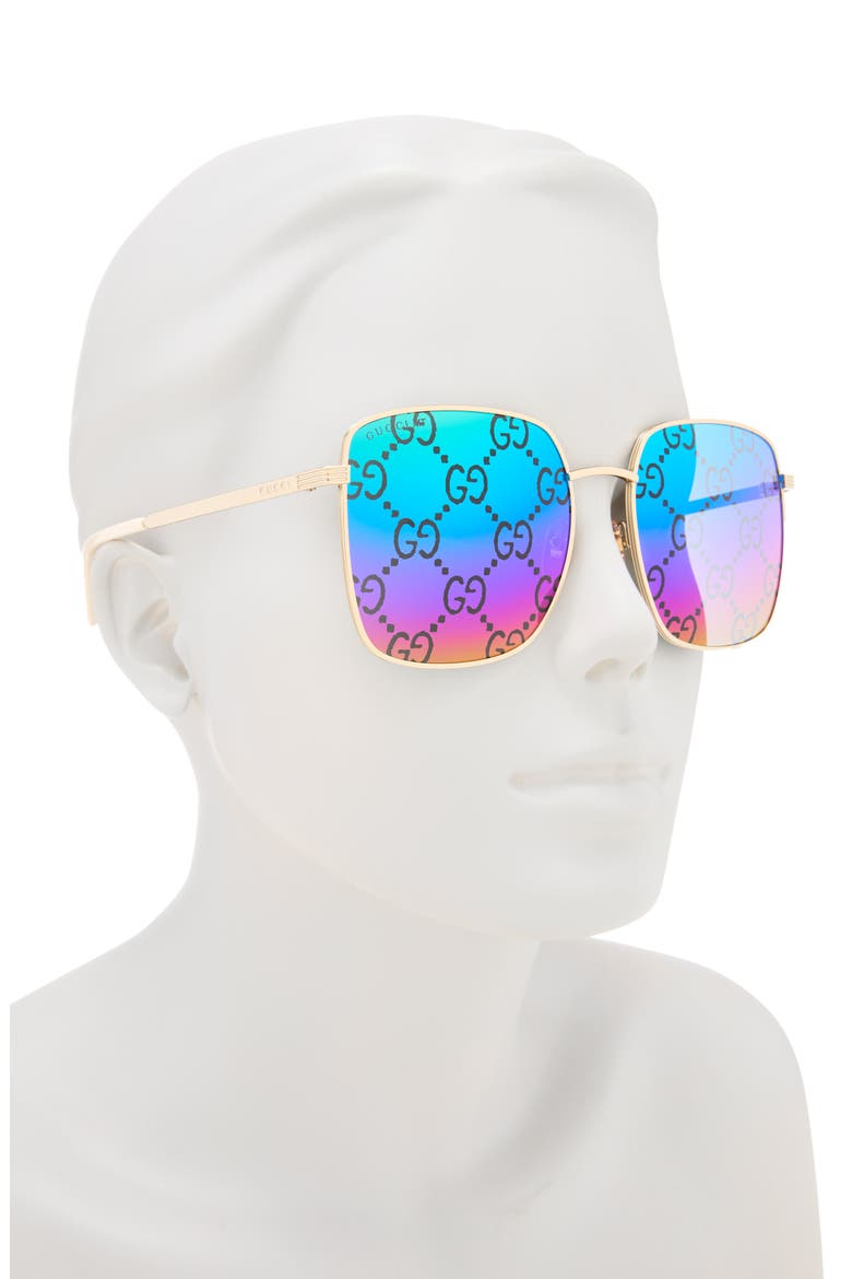57mm Square Sunglasses, Alternate, color, GOLD GOLD MULTICOLOR