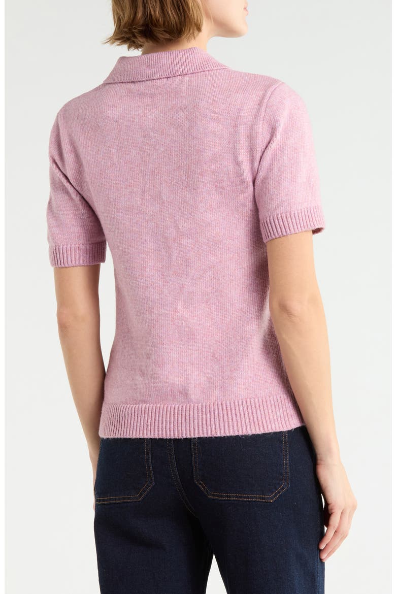 Short Sleeve Polo Sweater, Alternate, color, ORCHID DUSK PURPLE