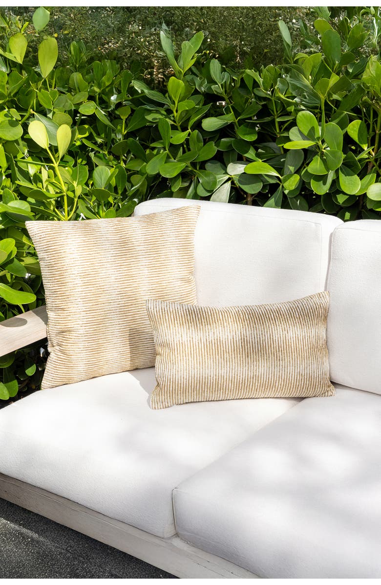 Elaine Smith Progress Multicolored Chenille Indoor & Outdoor Woven Accent Pillow, Alternate, color, Honey