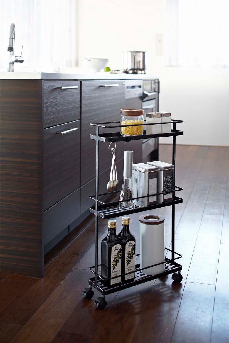 Tower Rolling Kitchen Storage Rack, Alternate, color, BLACK