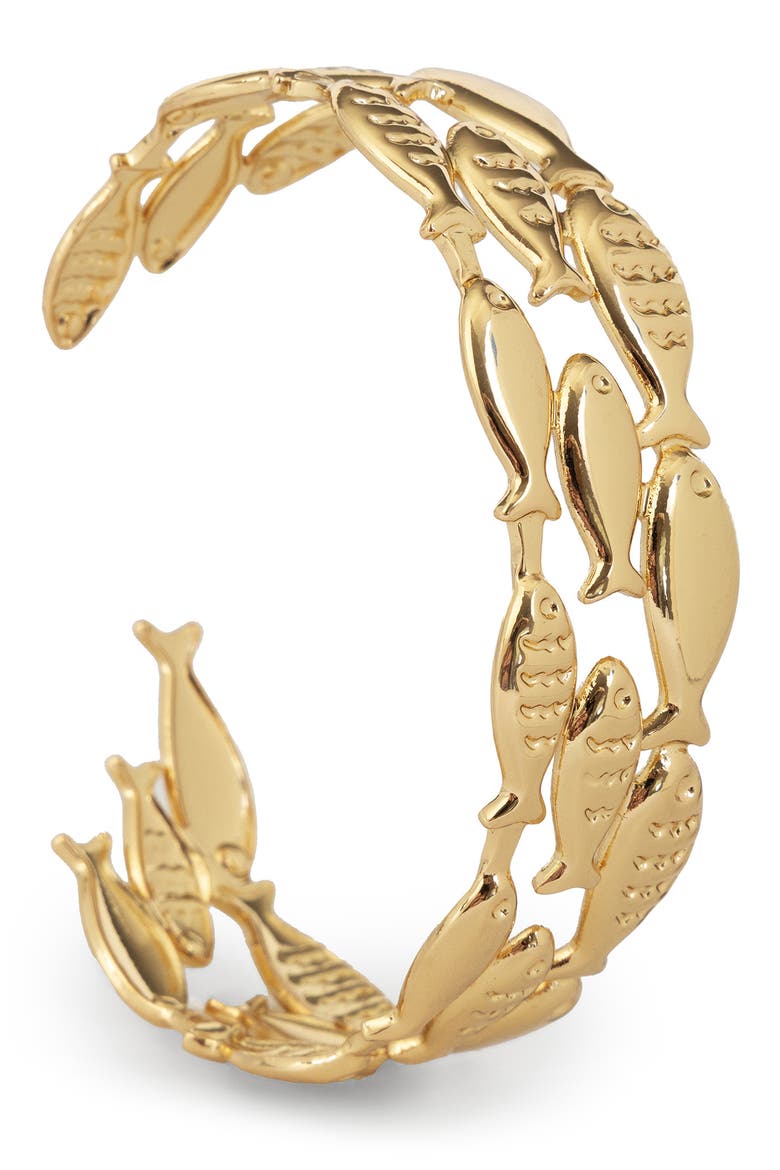 Fish Cuff Bracelet, Main, color, GOLD