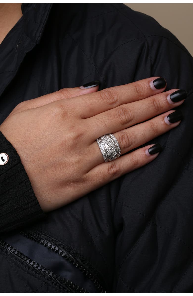 Haus of Brilliance Silver 2.00 Cttw Diamond Fashion Multi Row Cocktail Ring, Alternate, color, Silver