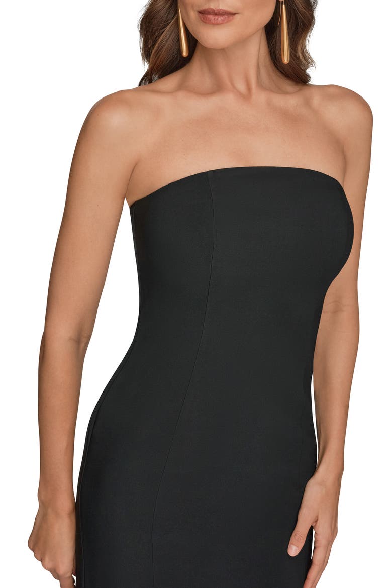 Strapless Scuba Knit & Organza Mermaid Gown, Alternate, color, BLACK/ BLACK
